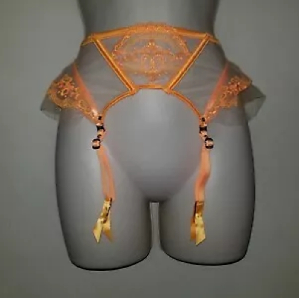 Honey Birdette Gabrielle Mango Suspender NWT